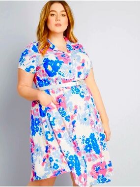 ModCloth Exciting Find Shirtdress, w/Belt & Pockets!!  Sz 1X